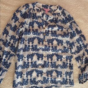 Lilly Pulitzer White and Blue Blouse